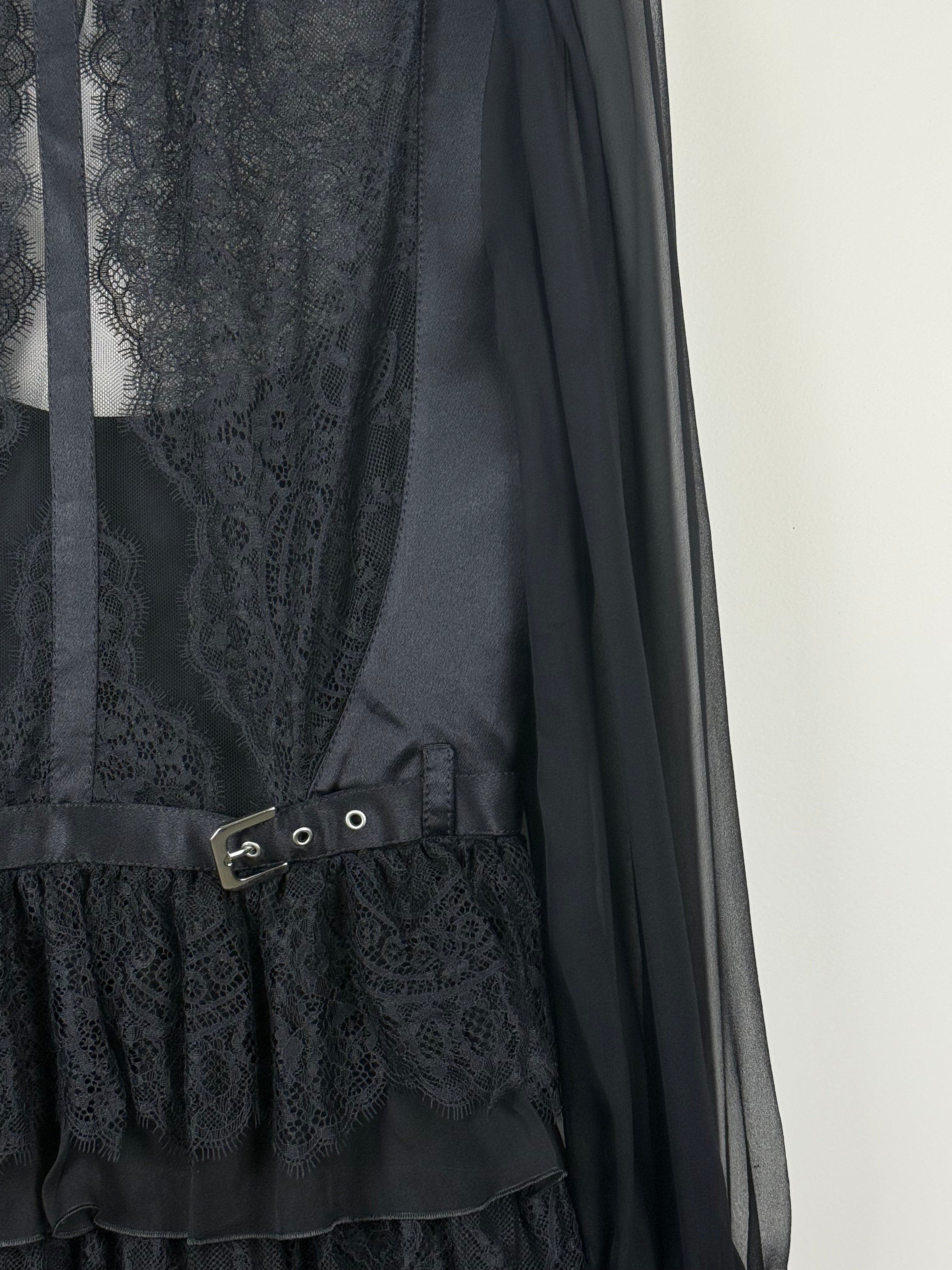 Alberta Ferretti Kleid mit Spitze – Schwarz – Gr. 36 DE (40 IT)