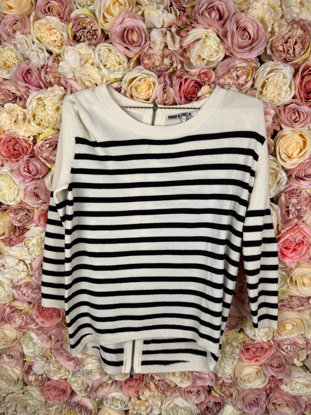 Pam&amp;Gela Sweater Stripes with Zipper at the back