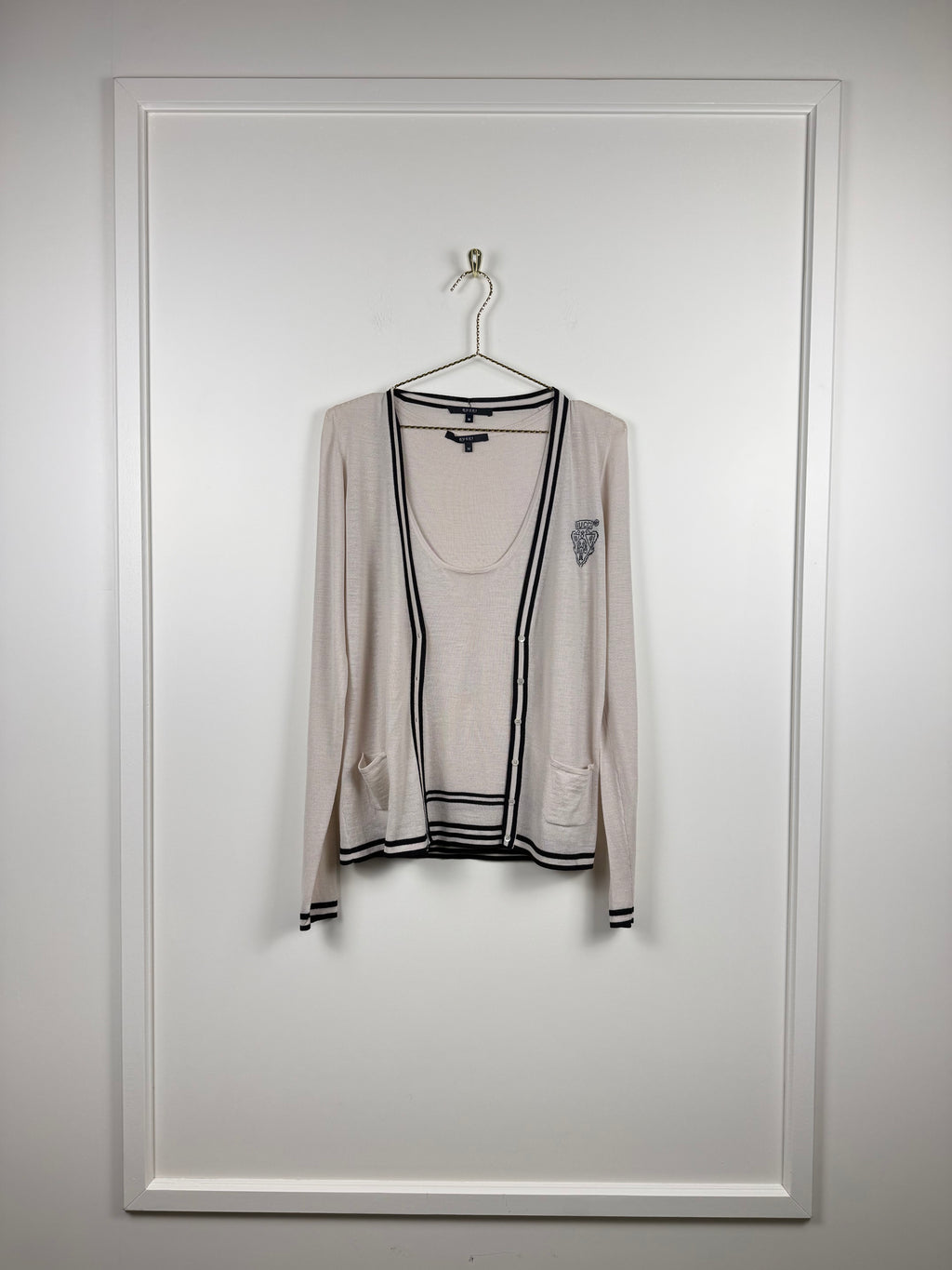 Gucci Vintage Set Top & Cardigan – Beige/Schwarz – Gr. M