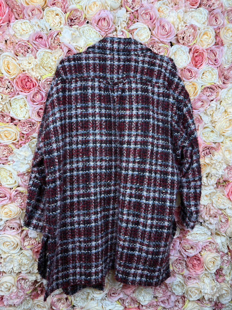 Faith Connexion Red Tweed Overshirt