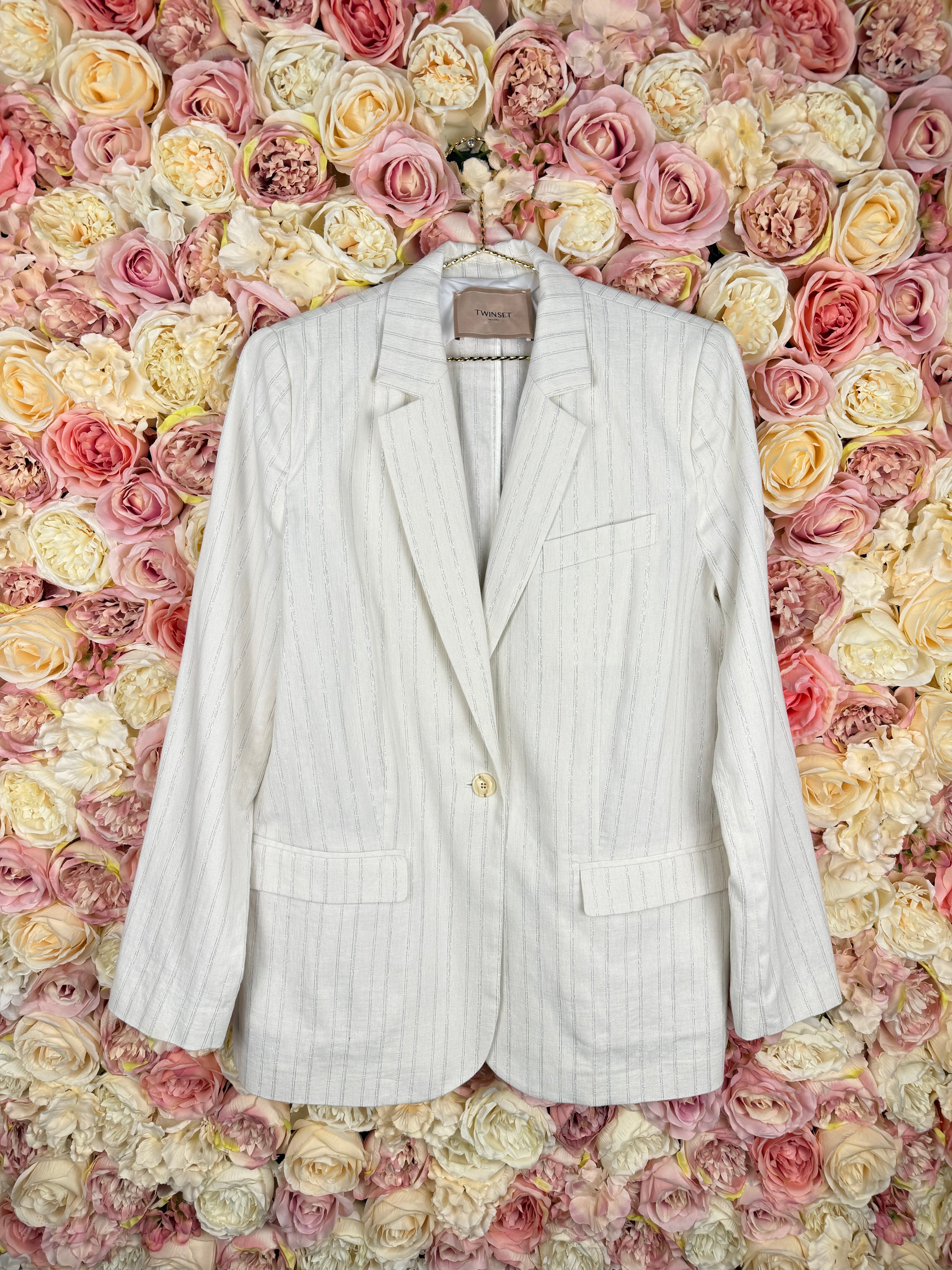 Twinset striped Blazer White Silver Sz. 38 DE (42 IT)