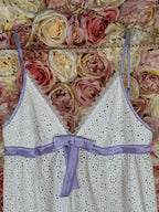 Luminess Babydoll Dress White Purple Sz. Estm. M