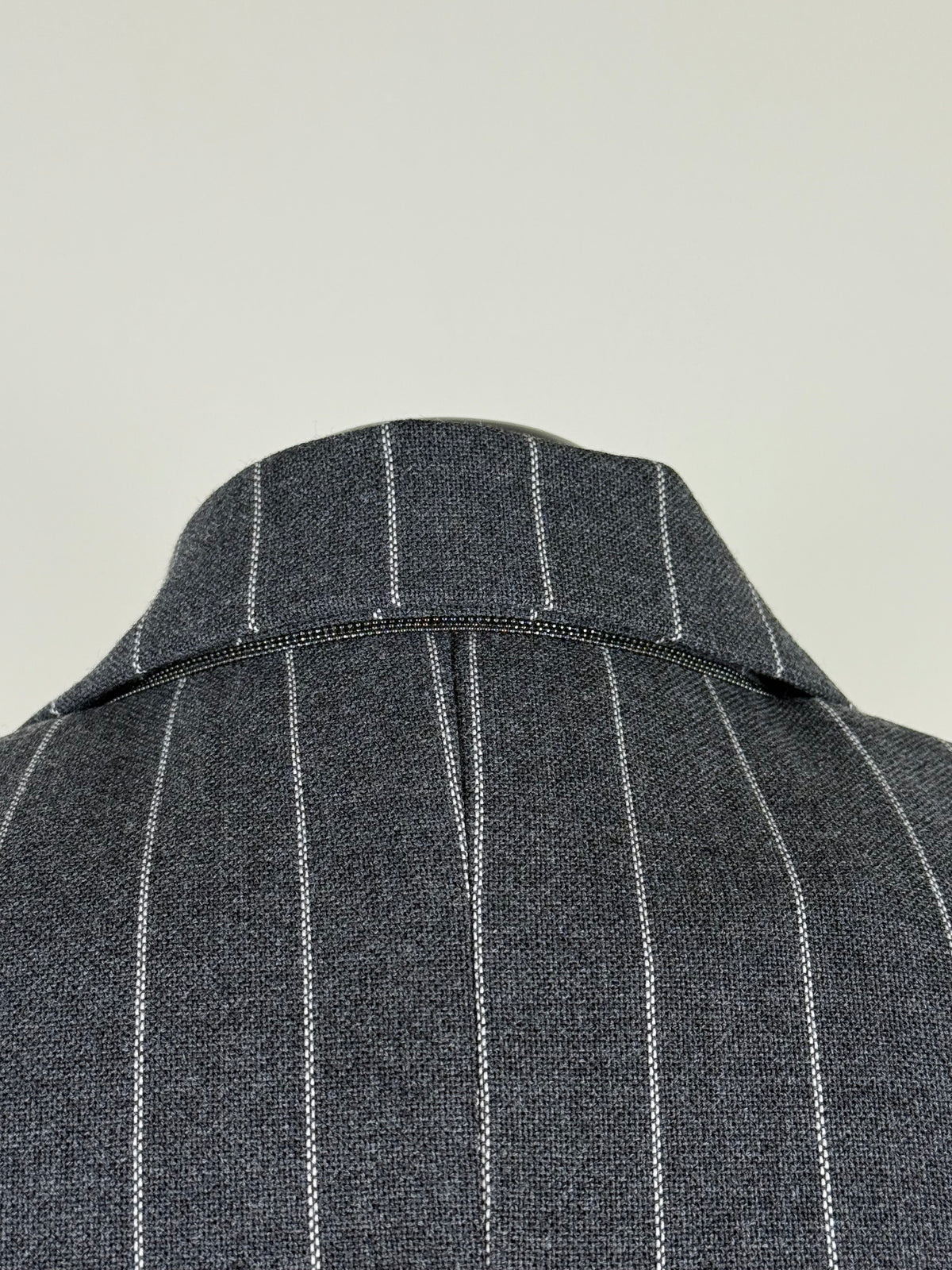 Brunello Cucinelli Striped Wool Blazer Grey White Sz. 40 DE (44 IT)