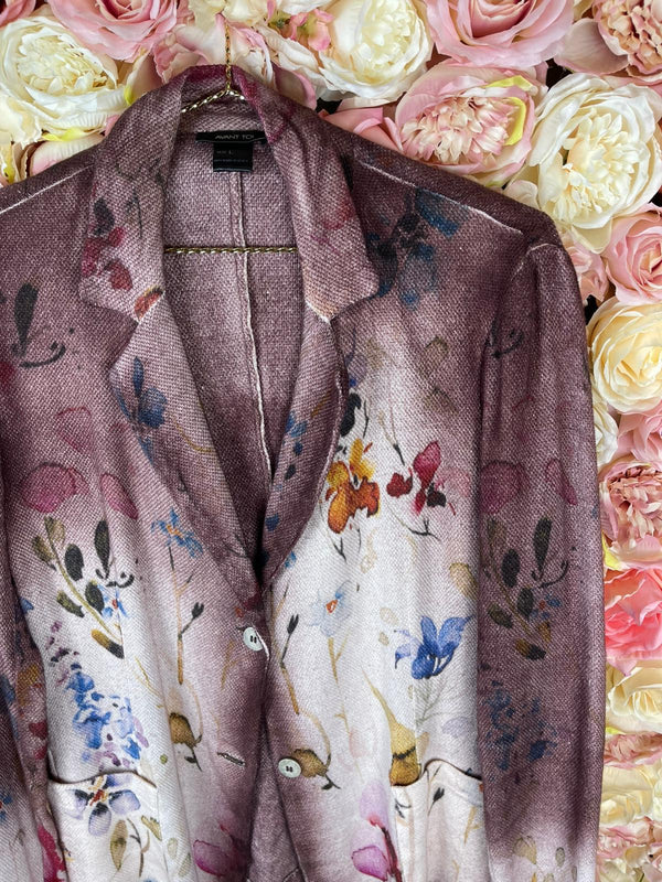 Avant Toi Linen Cotton Thin Blazer Aubergine Multi Sz. L