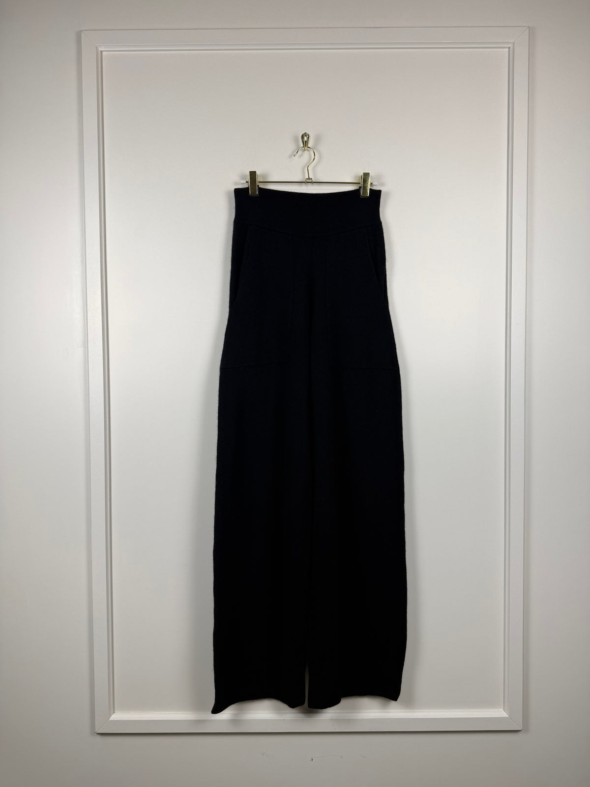 ODEEH Hose mit breitem Strickbund – Schwarz – Gr. L