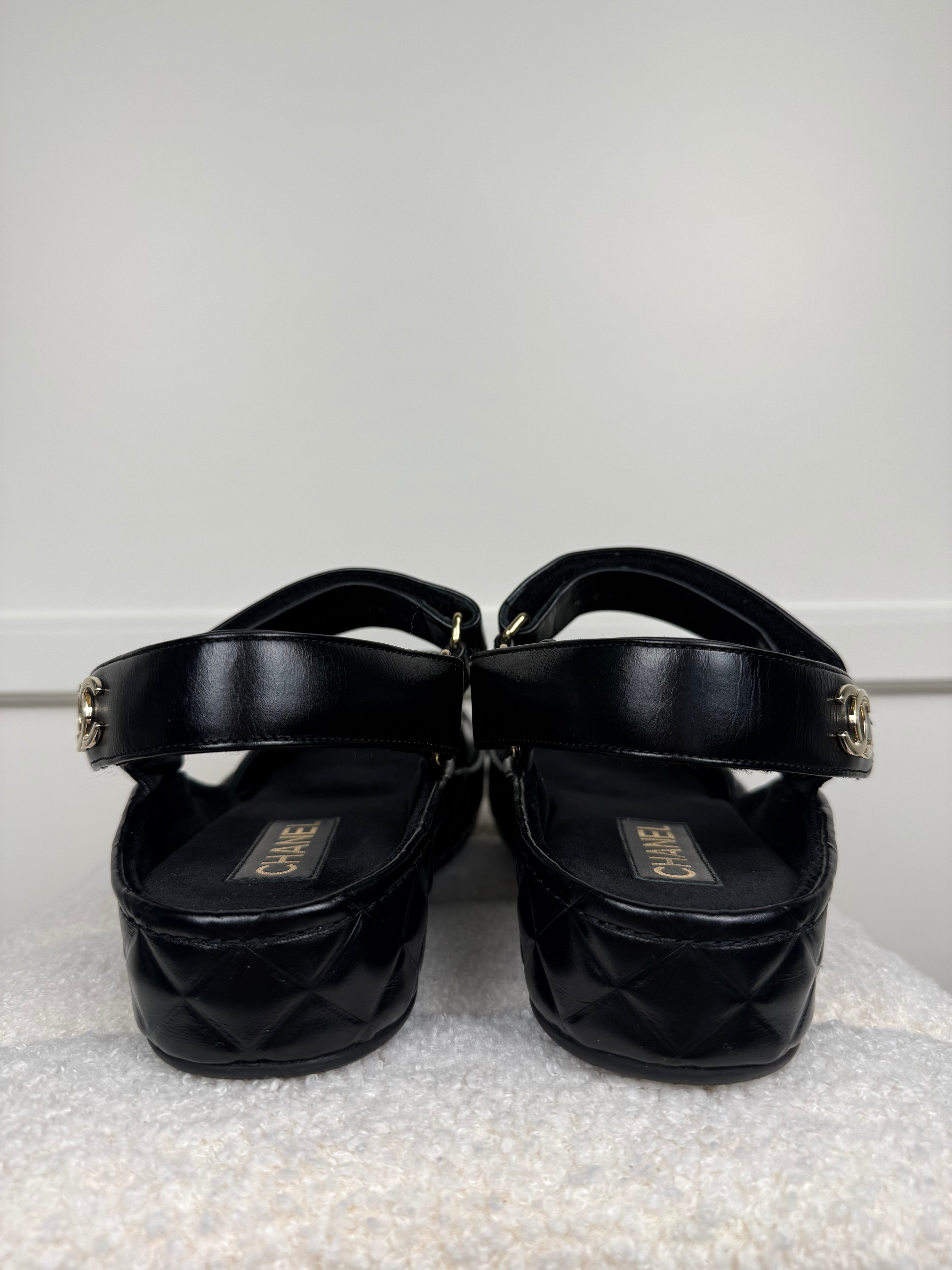 Chanel 2021 Leather Sandals Black Sz. 40 EU