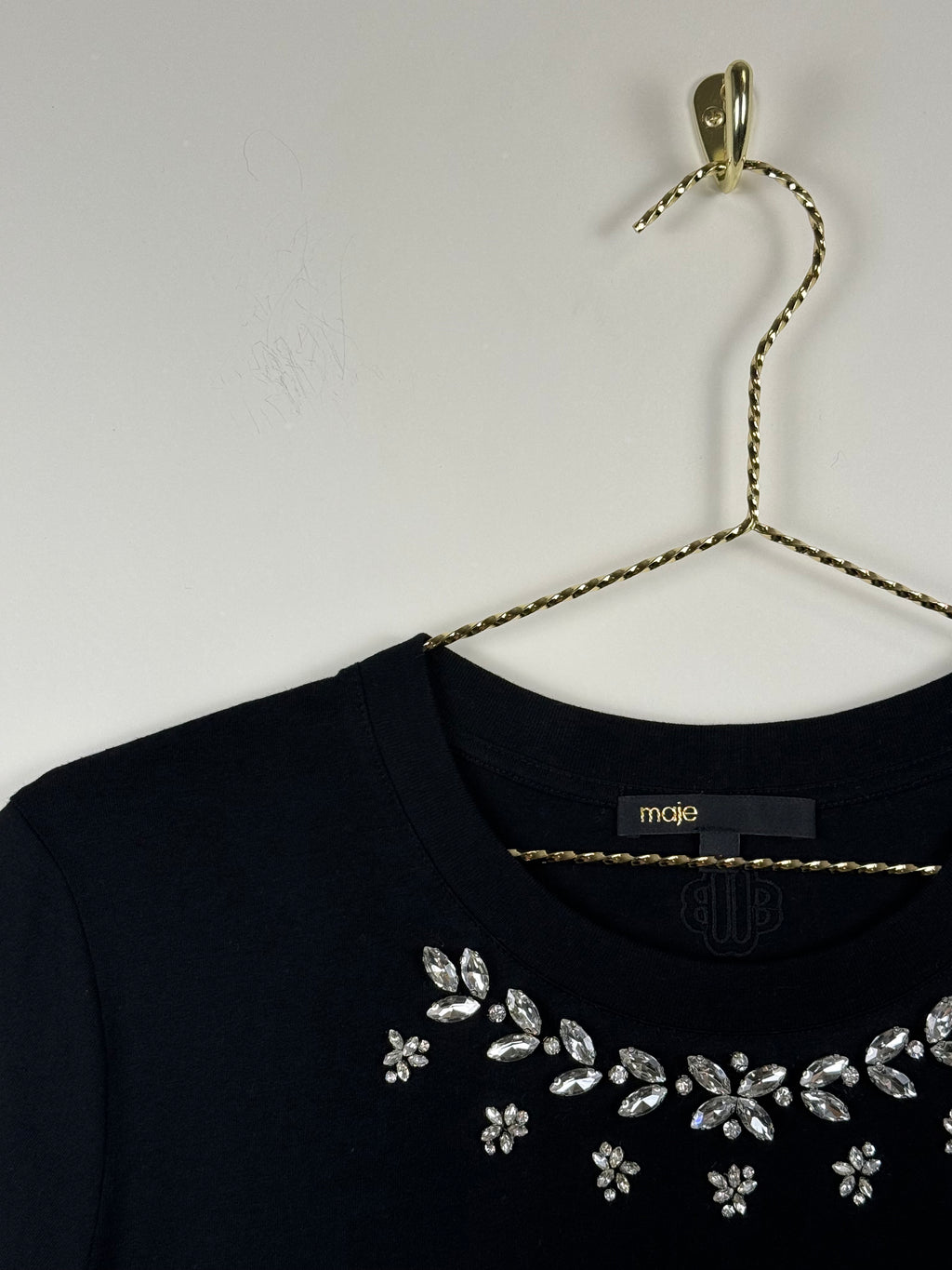 Maje T-Shirt mit Strass – Schwarz – Gr. S (1)