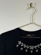 Maje T-Shirt mit Strass – Schwarz – Gr. S (1)