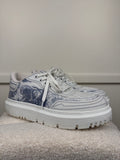 Dior Addict Blue Toile de Jouy Technical Fabric Low Top Sneakers Sz. 39.5 EU