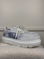 Dior Addict Blue Toile de Jouy Technical Fabric Low Top Sneakers Sz. 39.5 EU