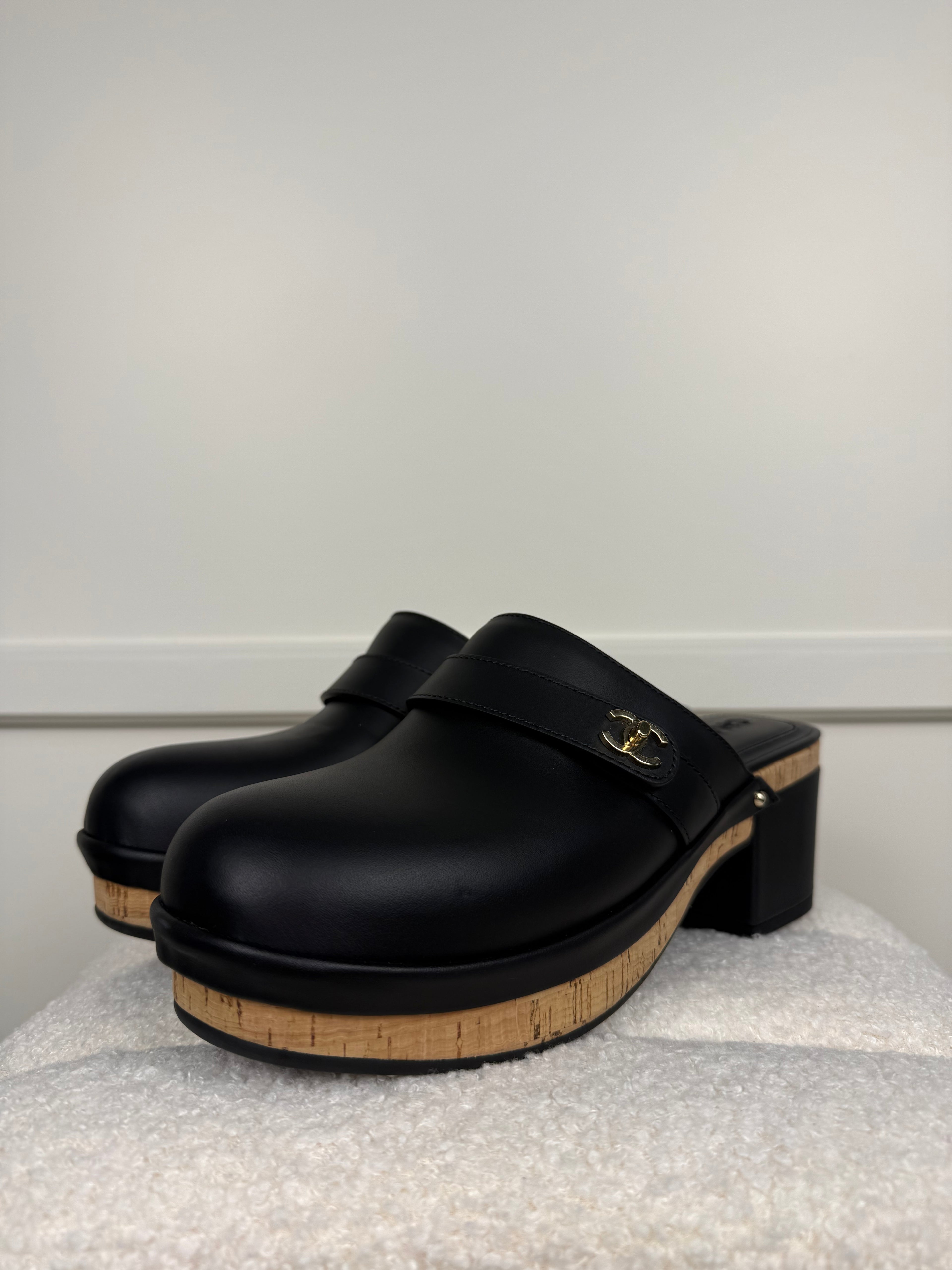 Chanel Leather Clogs Black Sz. 39 EU