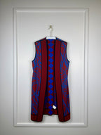 Hermès Long Silk Mix Vest Bordeaux Blue Sz. 36 DE (38 FR)