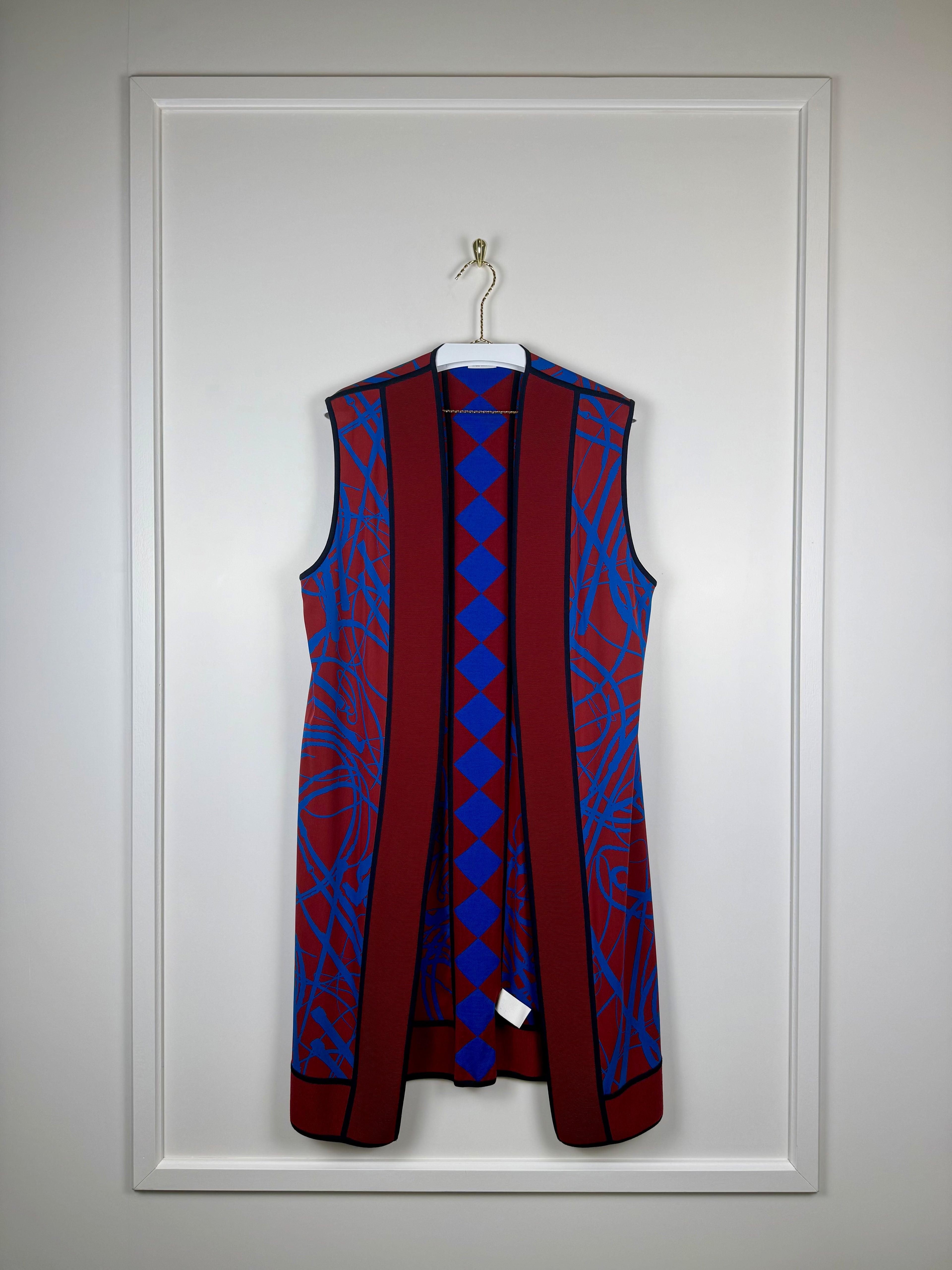 Hermès Long Silk Mix Vest Bordeaux Blue Sz. 36 DE (38 FR)