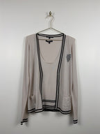 Gucci Vintage Set Top & Cardigan – Beige/Schwarz – Gr. M