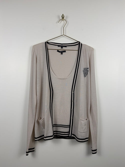 Gucci Vintage Set Top & Cardigan – Beige/Schwarz – Gr. M