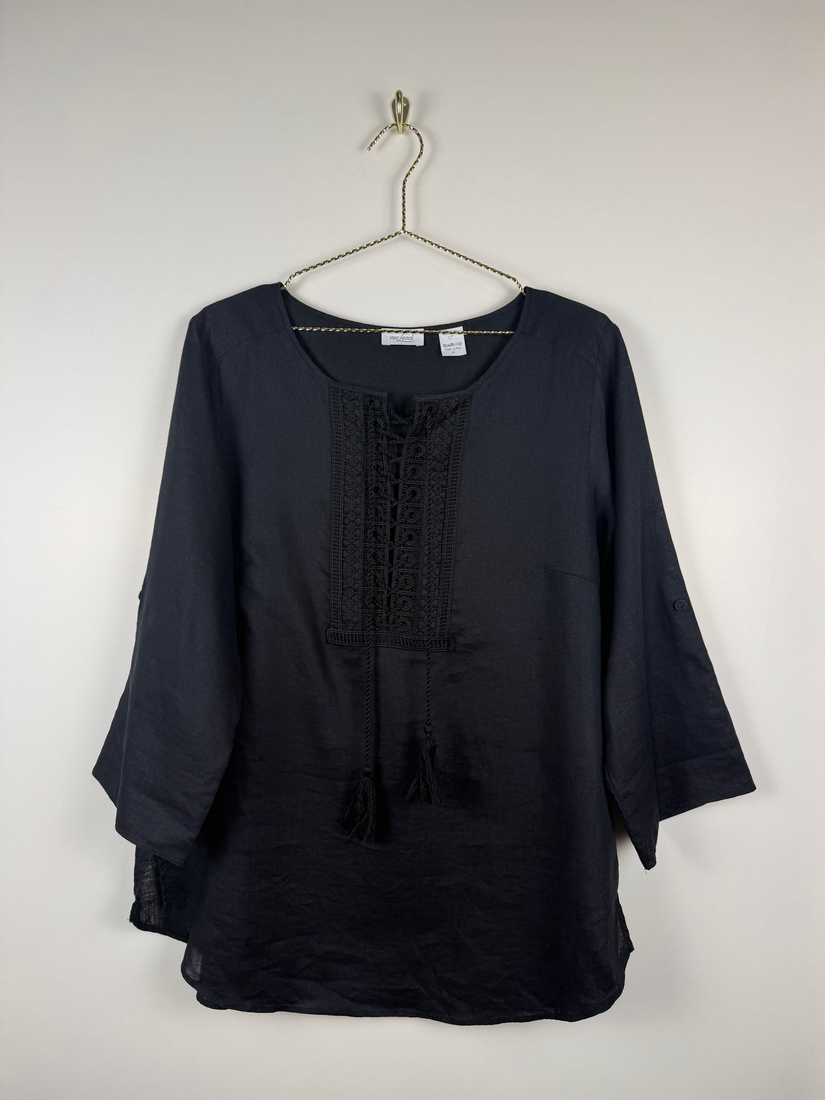 Van Laack Linen Blouse Black Sz. 42 DE