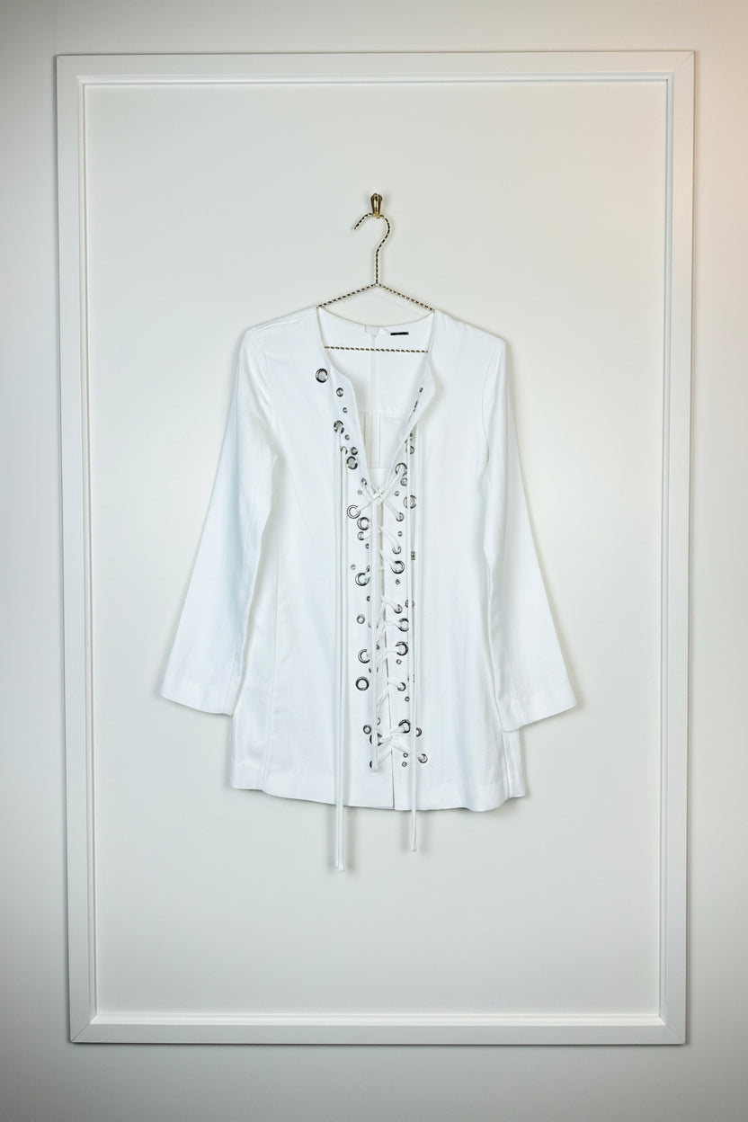Alexis Lace-Up Tunic Dress White Sz. XS
