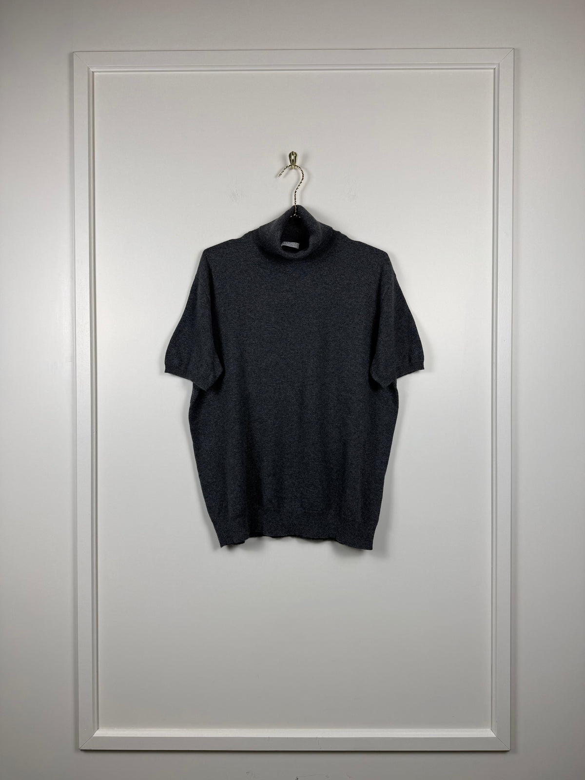 Brunello Cucinelli Kurzarm-Rollkragenpullover – Grau – Gr. XL