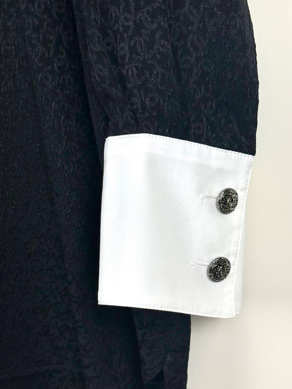 Chanel Silk Blouse Black White Sz. 38 DE (40 FR)