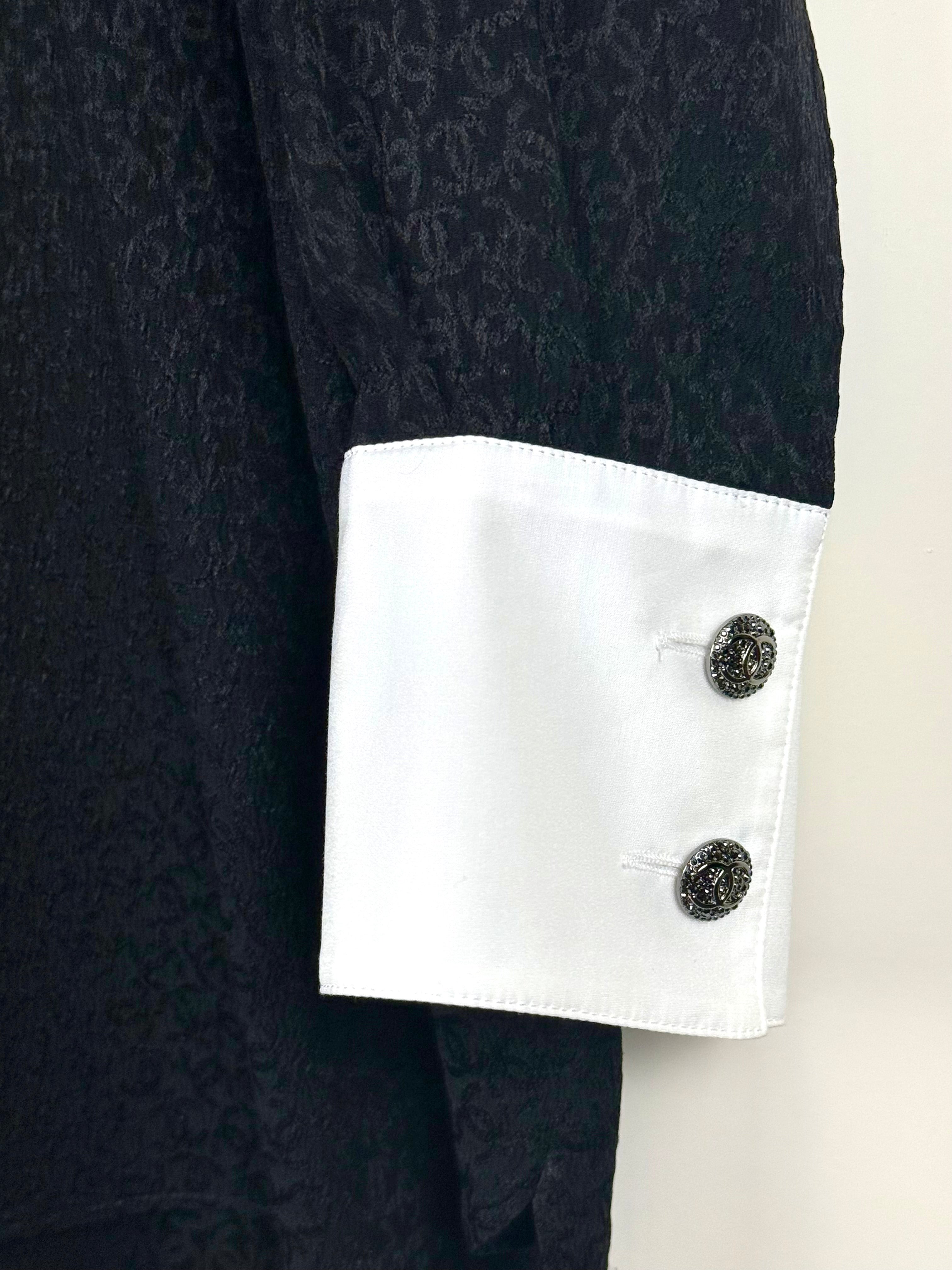 Chanel Silk Blouse Black White Sz. 38 DE (40 FR)