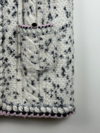 Chanel lange Strickweste mit Zopfdetails – Weiss – Gr. 40 DE (42 FR)