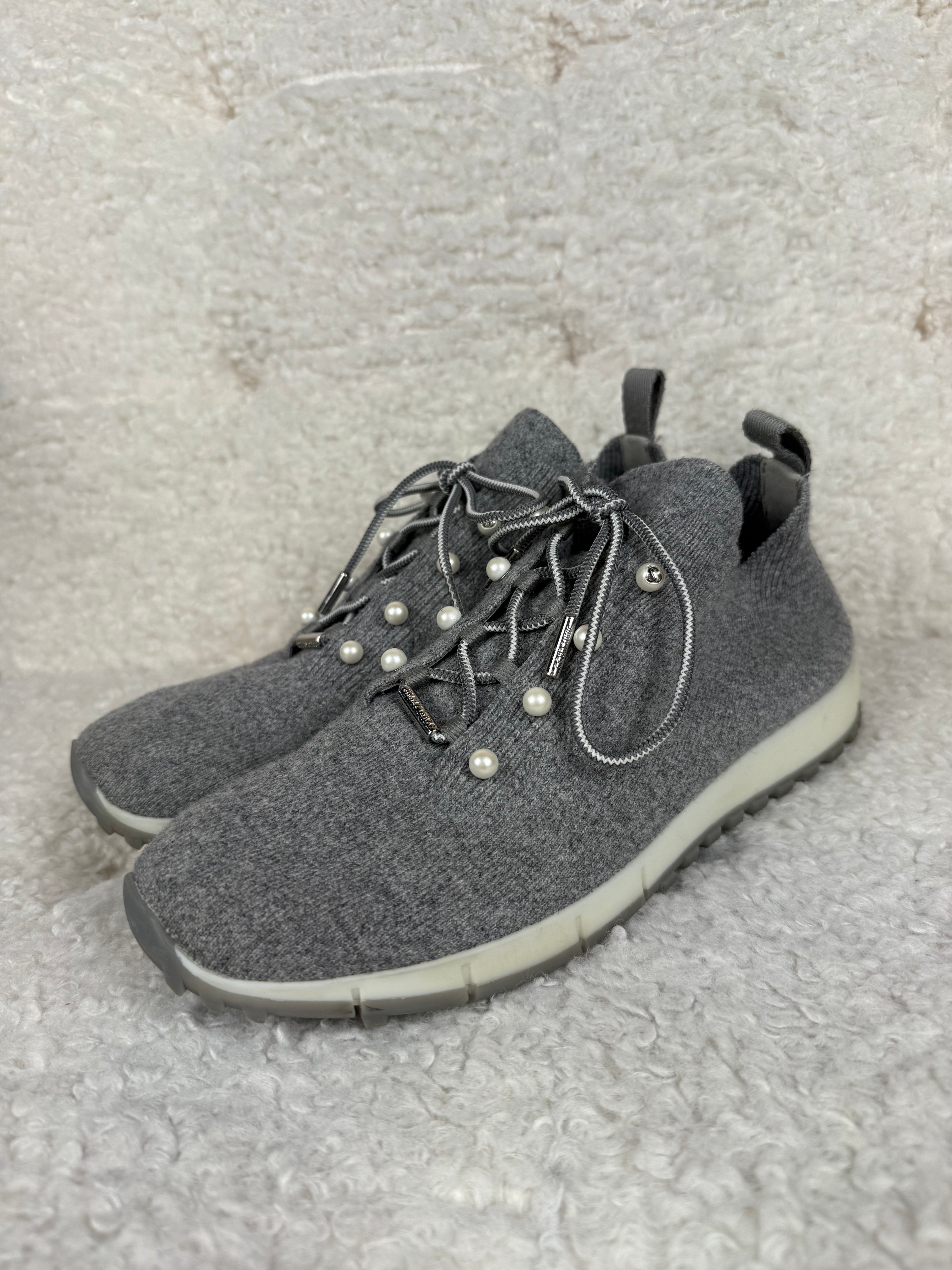 Jimmy Choo Ash Cashmere Knit Sneakers Grey Sz. 39 EU