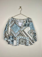 Etro Cotton Blouse White Blue Sz. 34 DE