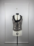 Alexander McQueen Vintage Bestickte Weste – Schwarz/Beige – Gr. 40 DE (44 IT)
