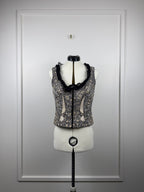 Alexander McQueen Vintage Bestickte Weste – Schwarz/Beige – Gr. 40 DE (44 IT)