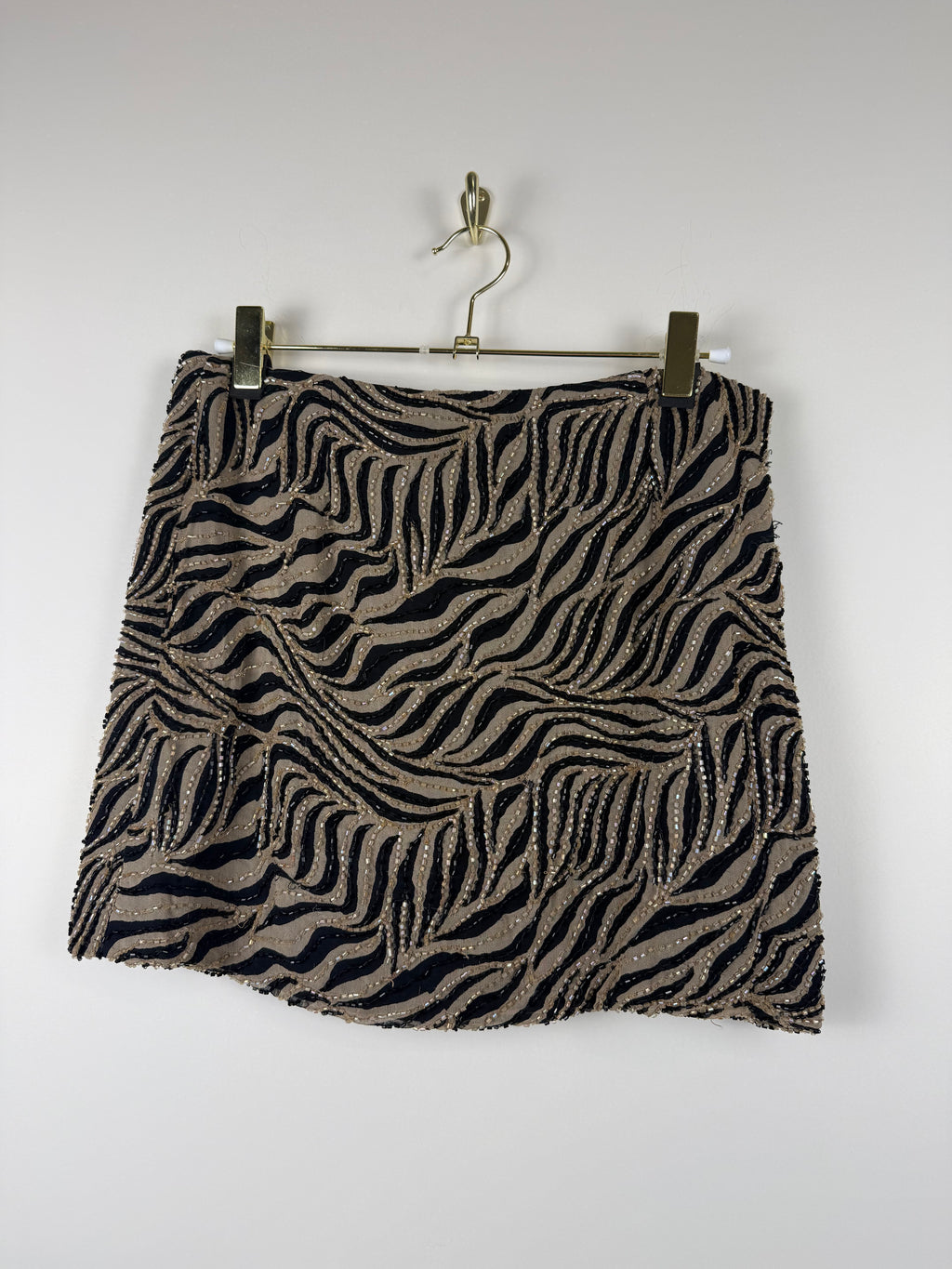 Rosmarie Amacher Jupe mit Perlenstickerei – Schwarz/Braun – ca. Gr. 34 DE