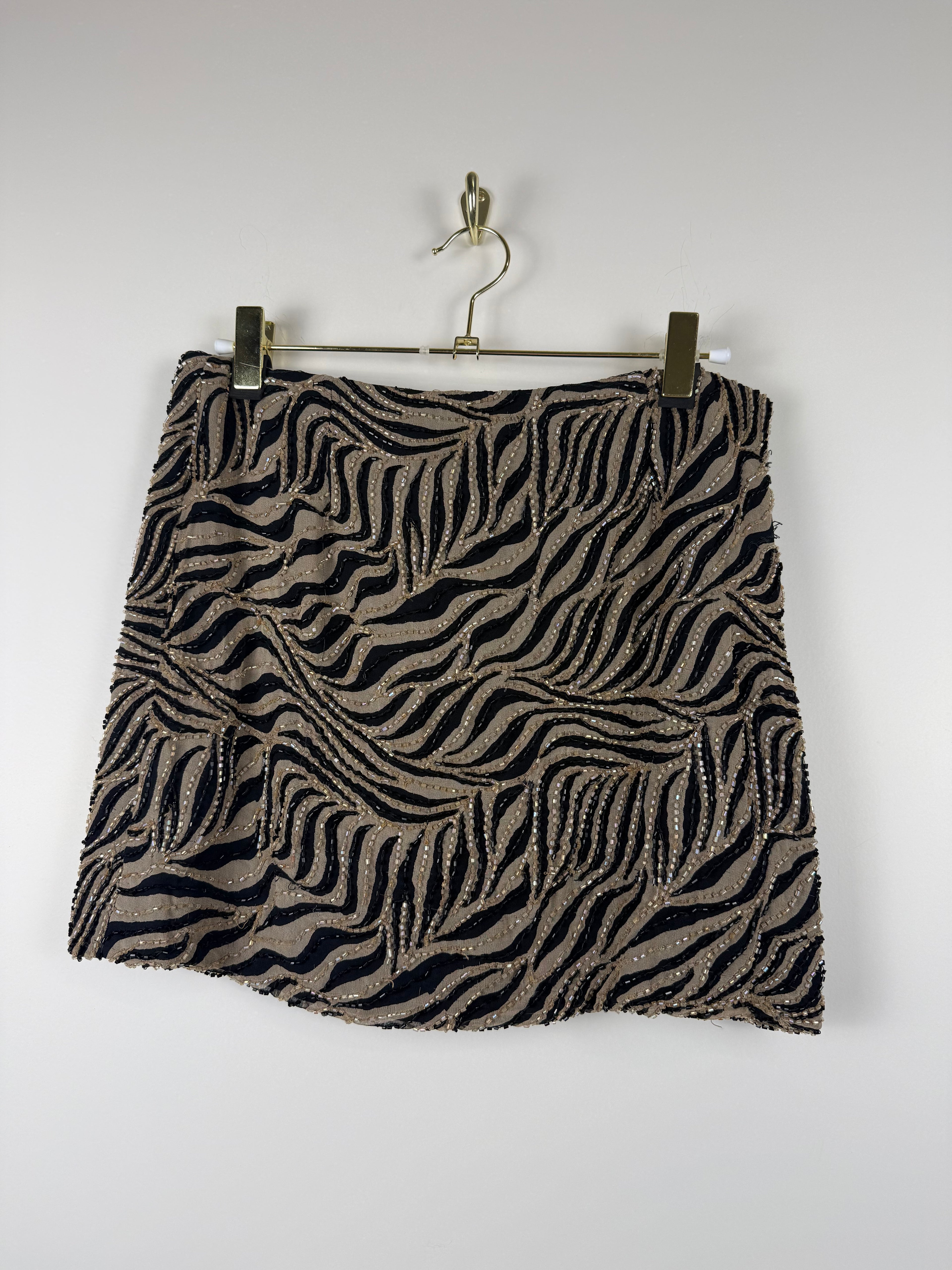 Rosmarie Amacher Jupe mit Perlenstickerei – Schwarz/Braun – ca. Gr. 34 DE