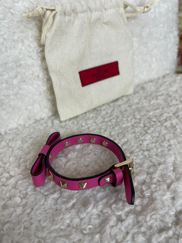 Valentino Leather Bracelet Pink
