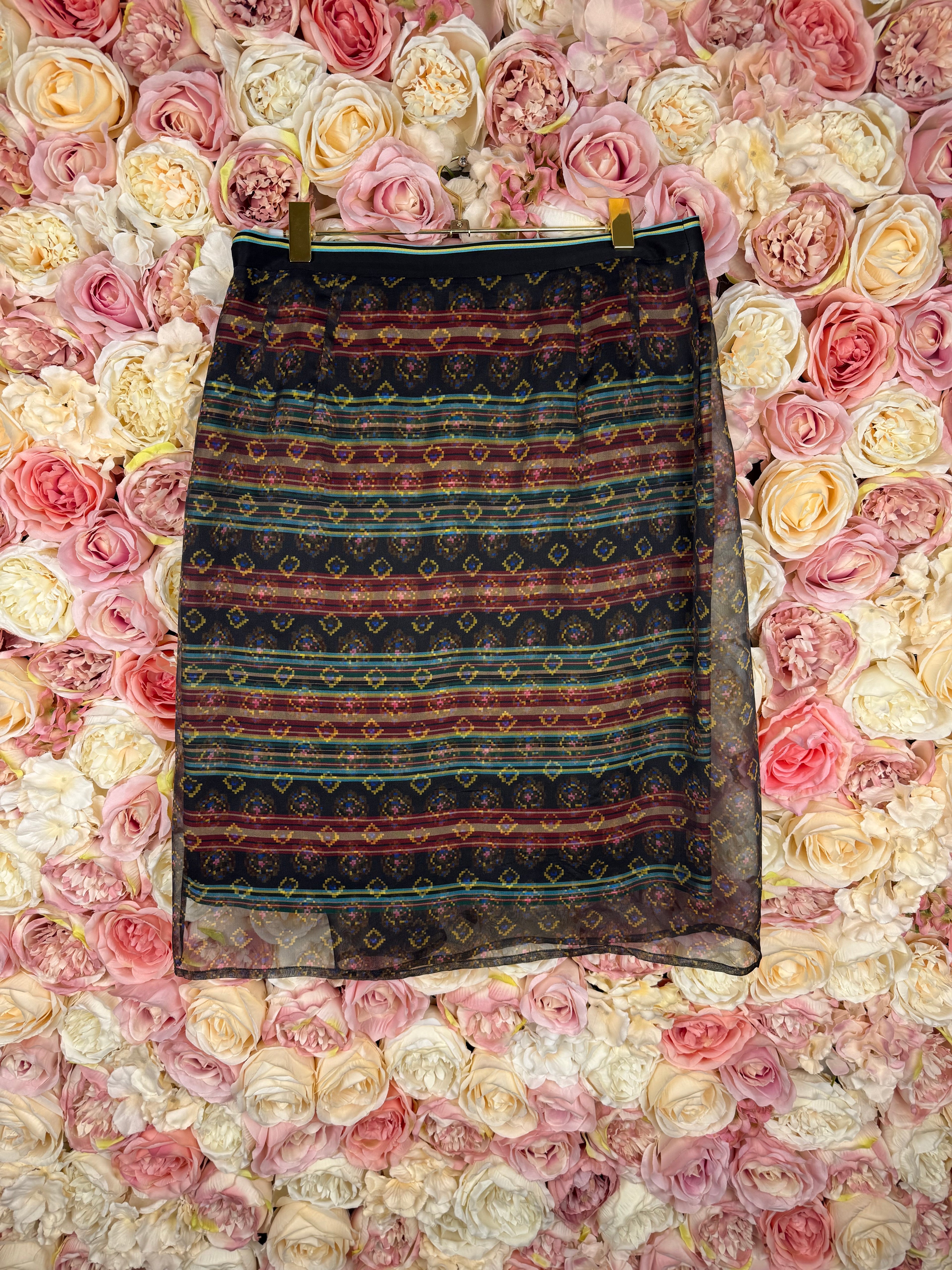 Dries Van Noten Silk Skirt Black Multi Sz. 36 DE