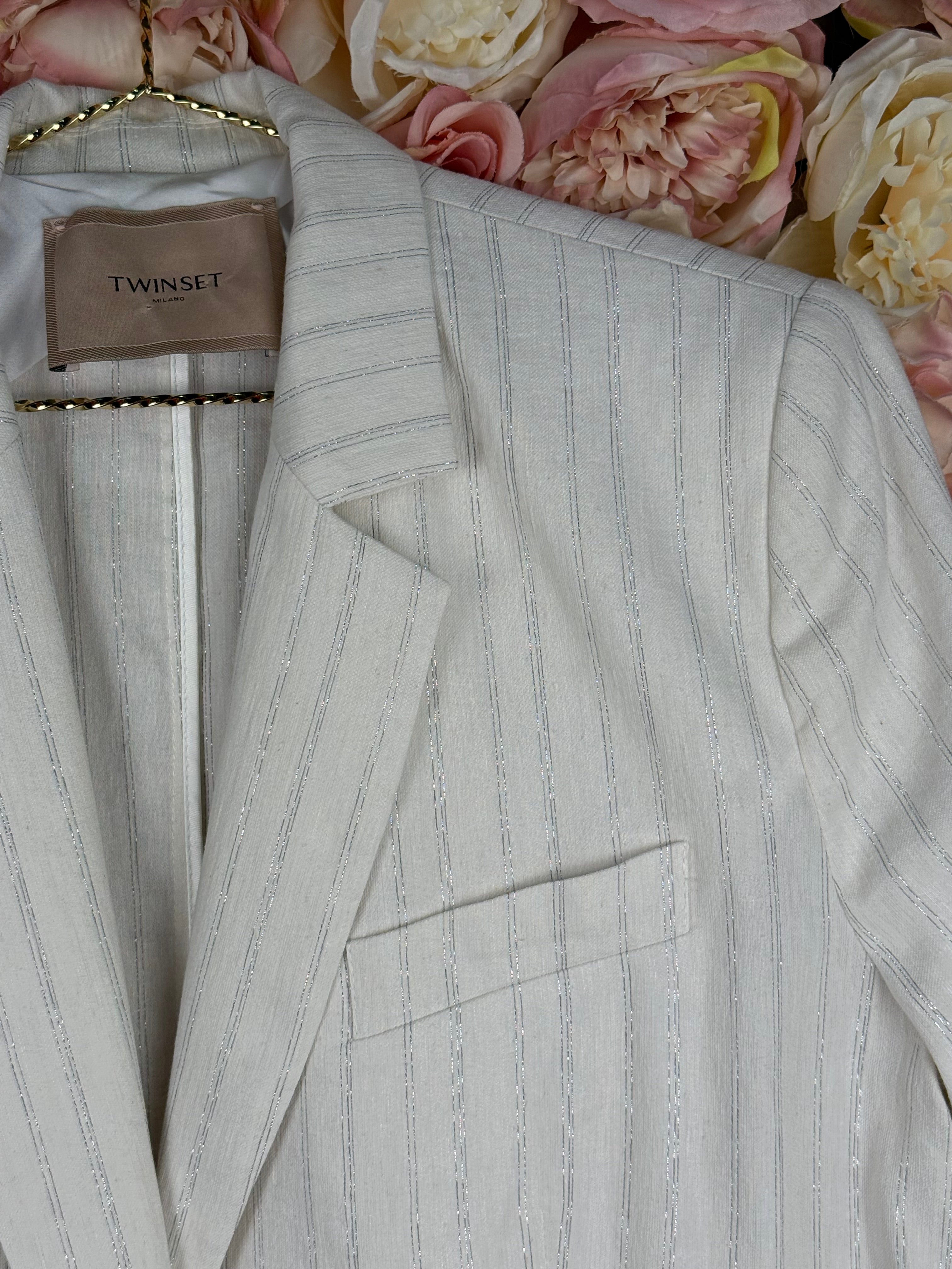 Twinset striped Blazer White Silver Sz. 38 DE (42 IT)
