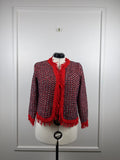 Monari Tweed-Jäcklein mit Fransen – Rot/Blau/Mehrfarbig – Gr. 40 DE