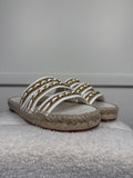 Chanel Chain Sandals White Beige Sz. 39 EU