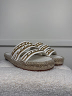 Chanel Chain Sandals White Beige Sz. 39 EU