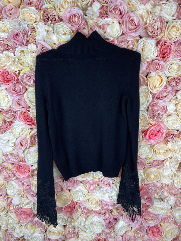 Ermanno Scervino Cashmere Sweater with Lace Black Sz. 36 DE