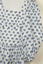 Caroline Constas Floral Dress White Blue Sz. XS