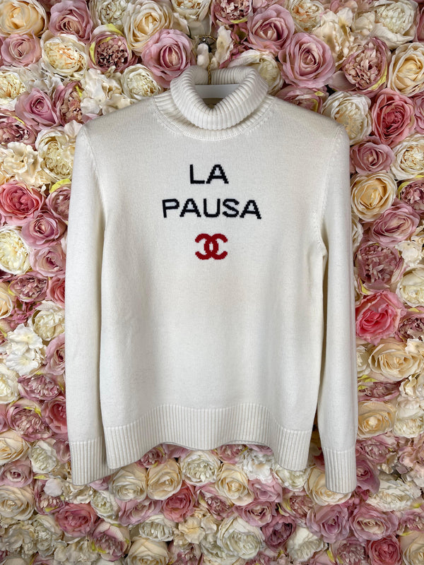 Chanel La Pausa Cashmere Sweater Ivory Sz. 36 DE