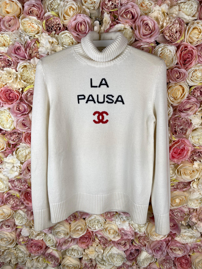 Chanel La Pausa Cashmere Sweater Ivory Sz. 36 DE
