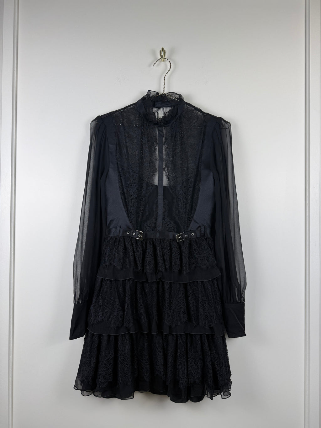 Alberta Ferretti Kleid mit Spitze – Schwarz – Gr. 36 DE (40 IT)