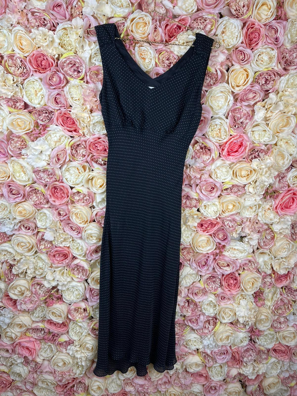 Garnett Hill Dress Black with White Polka Dots Sz. M