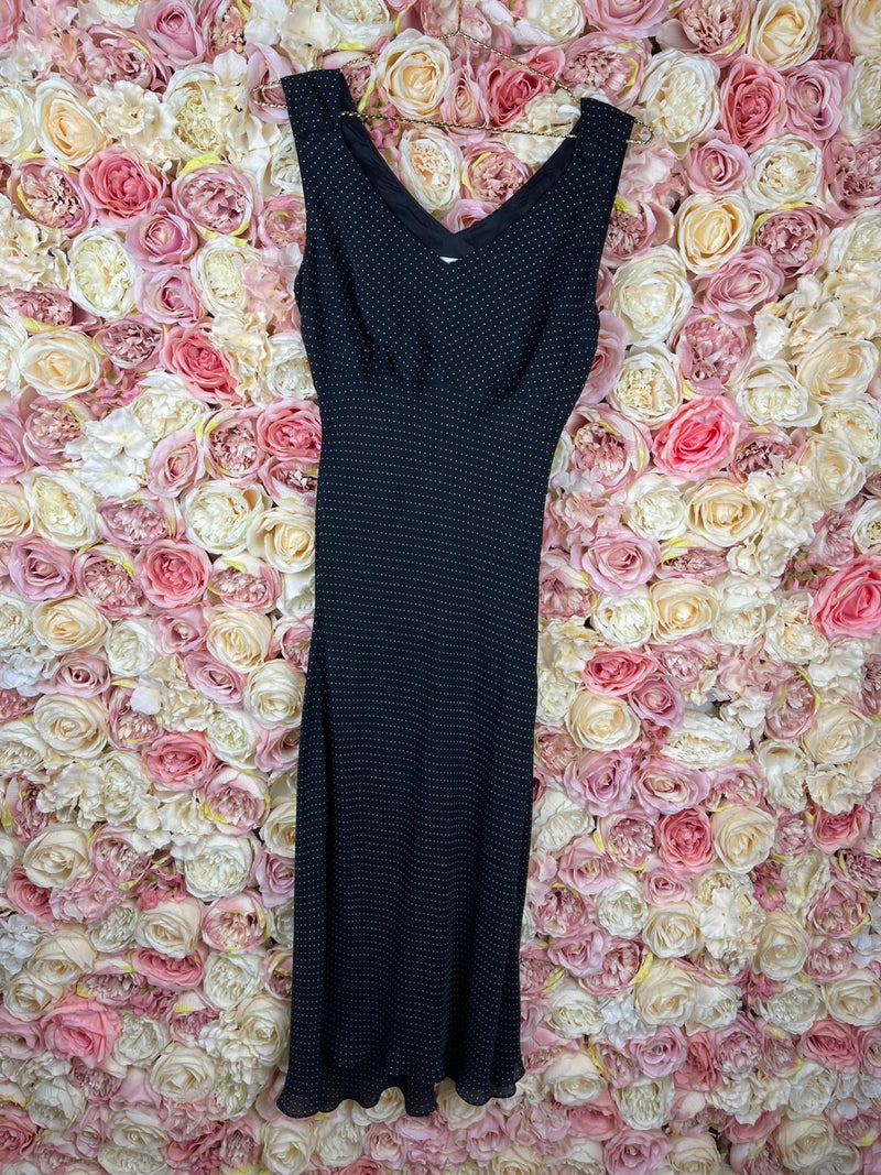 Garnett Hill Dress Black with White Polka Dots Sz. M