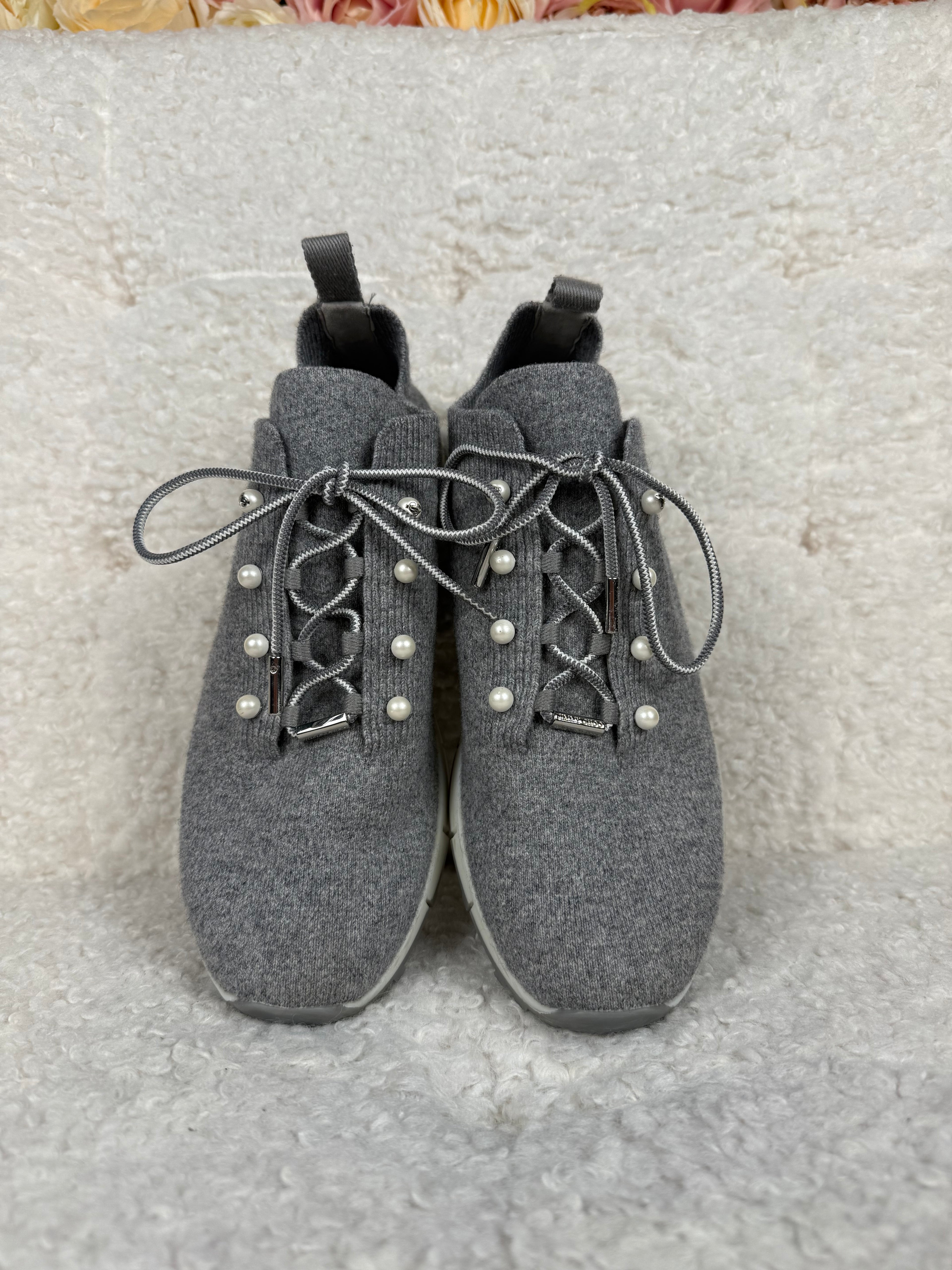 Jimmy Choo Ash Cashmere Knit Sneakers Grey Sz. 39 EU