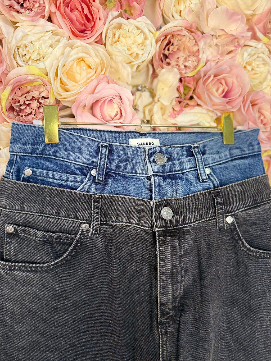 Sandro Double Waist Mom Jeans Grey Blue Sz. 36 DE (38 FR)