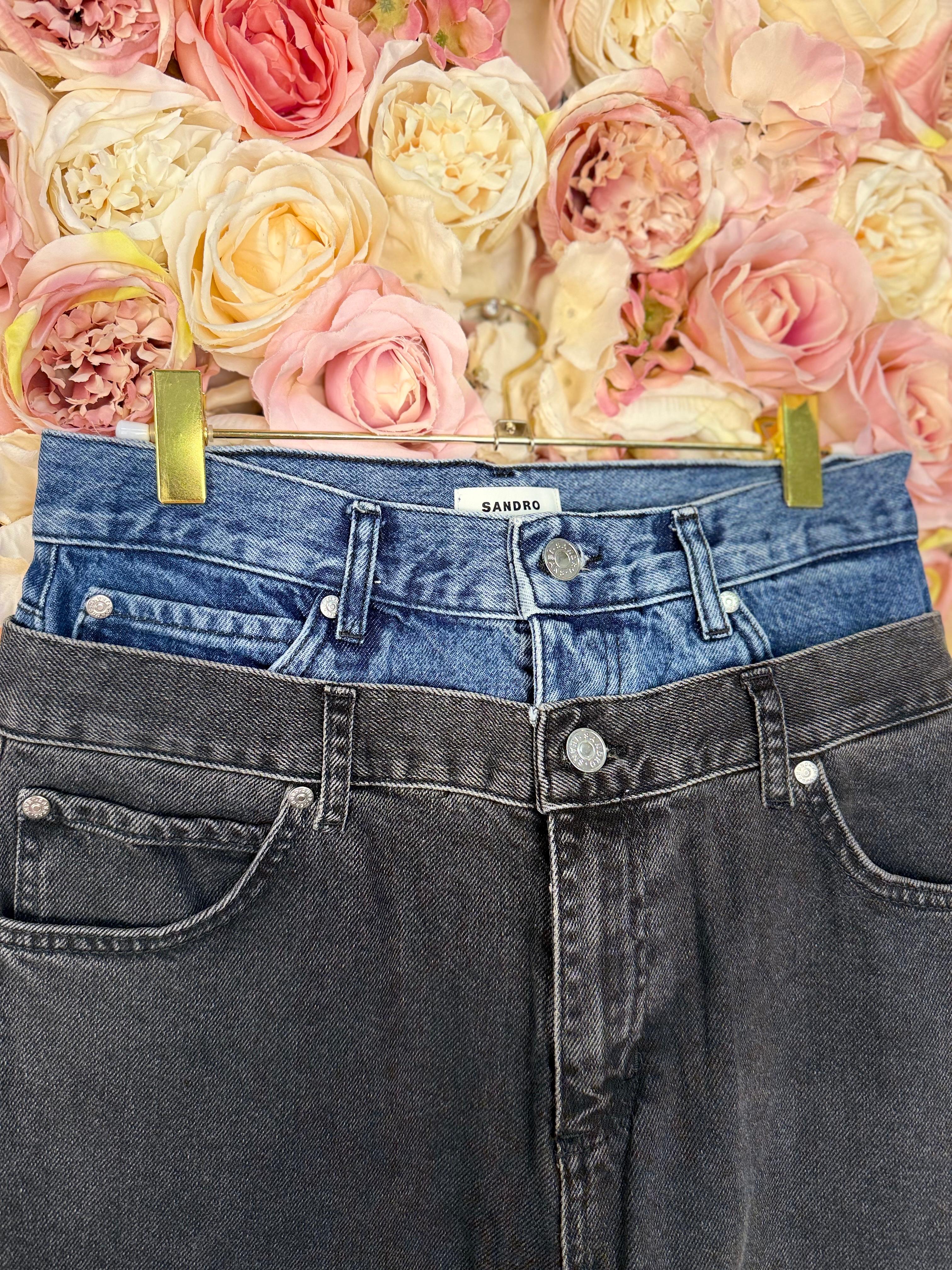 Sandro Double Waist Mom Jeans Grey Blue Sz. 36 DE (38 FR)