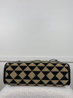 Prada Symbole Small Tote aus Jacquard – Schwarz/Beige