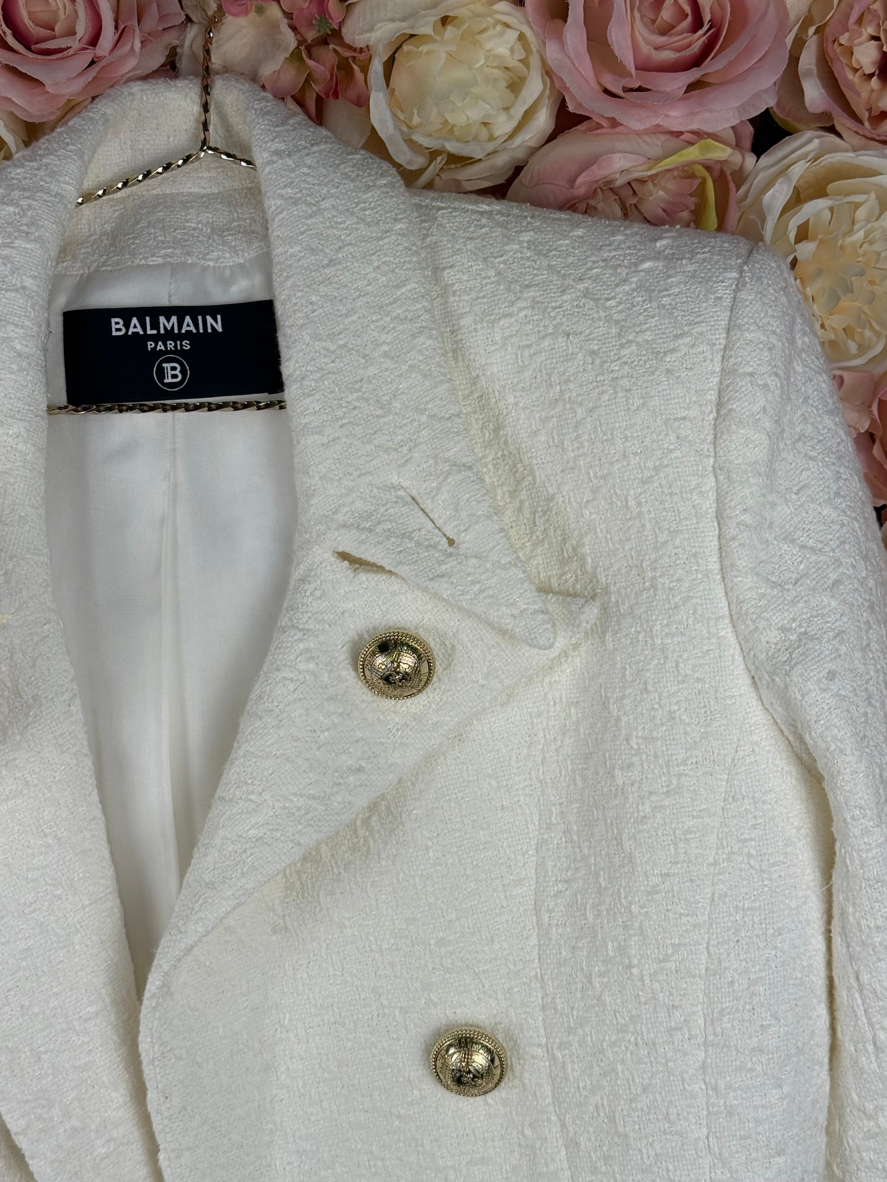 Balmain Tweed Blazer White Sz. 38 DE (40 FR)