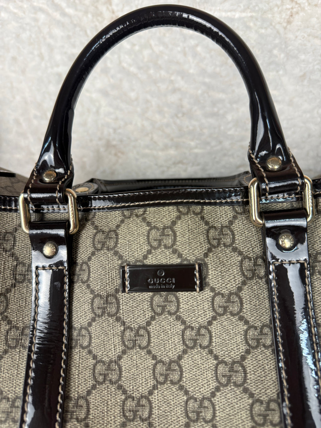 Gucci Boston Joy Monogram Bag Beige Brown